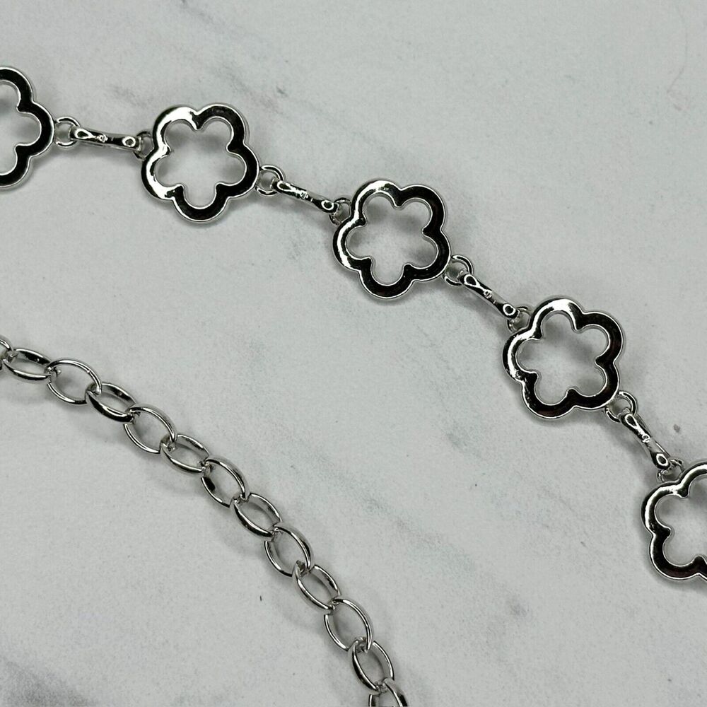 Silver Tone Boho Open Flower Concho Chain Belt Y2K One Size (OS) โจ - Picture 4 of 12
